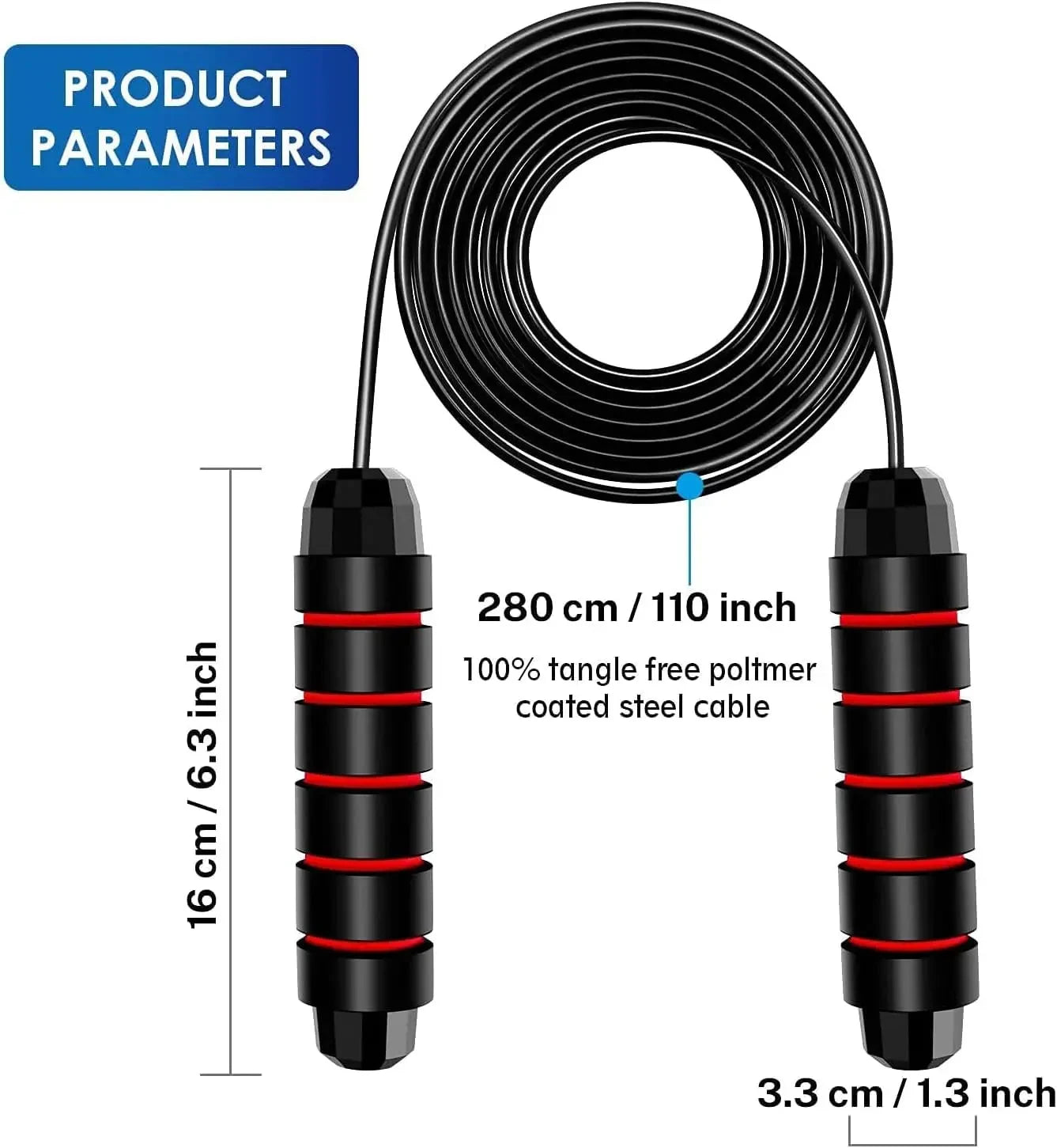 Jump Rope, Tangle-Free Rapid Speed Jumping Rope Cable with Ball Bearings for Women, Men, and Kids, Adjustable Steel Jump Rope
