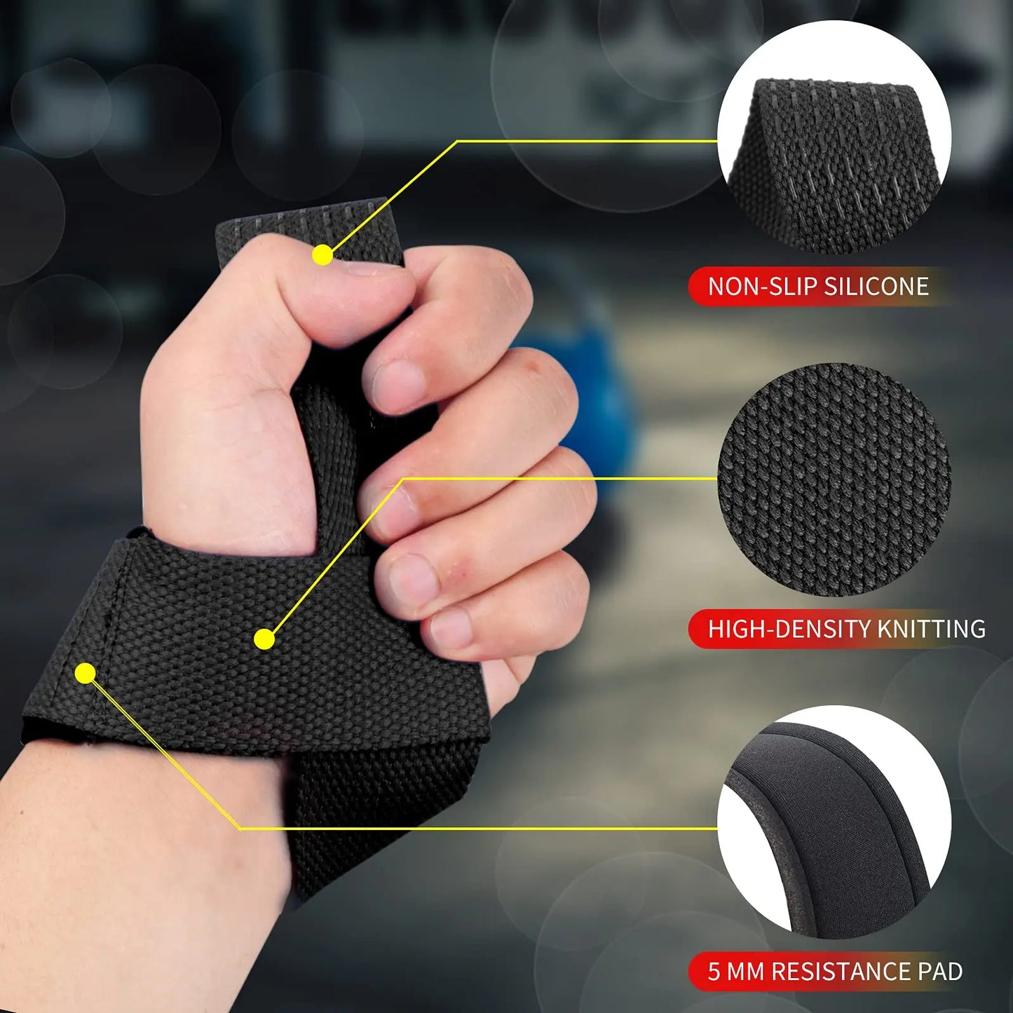 Weightlifting Straps Dropshipping 1 Pair Lifting Wrist Anti-Slip Silicone Strength Training Strap Hand Grips Wrist Support