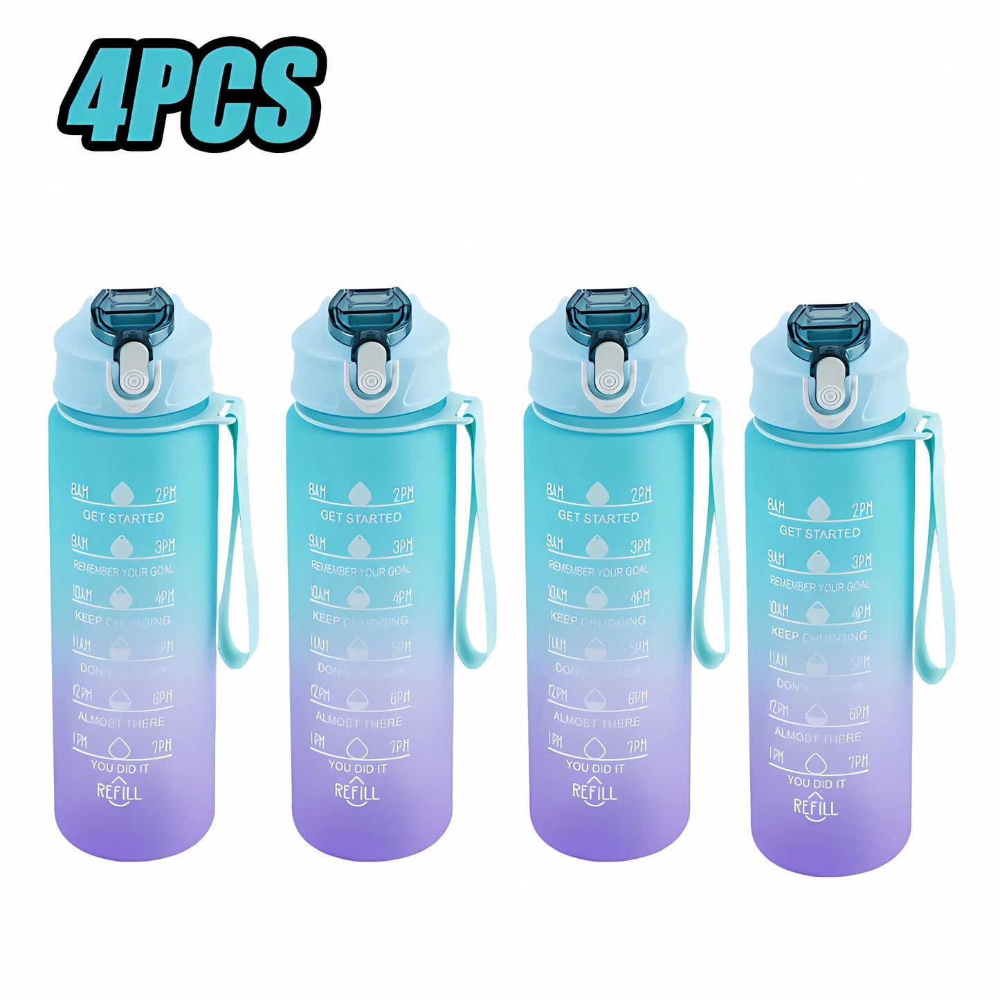 Sports Water Bottle High Temperature Resistant Graduated Straw Cup Rainbow Frosted Progressive Color Water Cup Plastic Cup