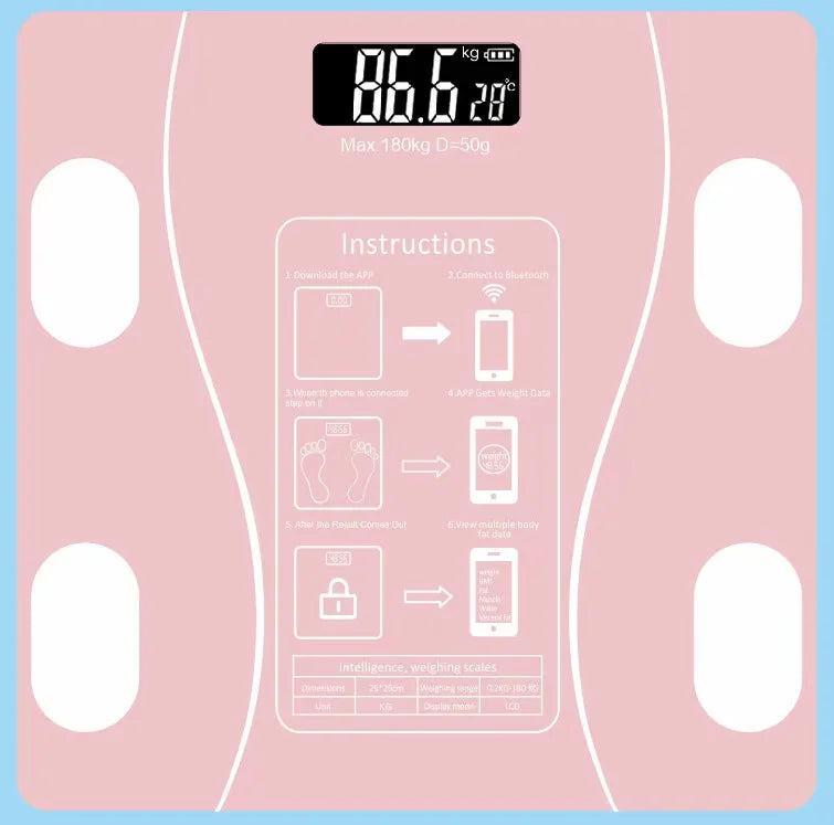 Digital Body Weight Scale Smart Wireless Fat Scale Bathroom Weight Scales for Body Composition Analyzer with Smartphone App