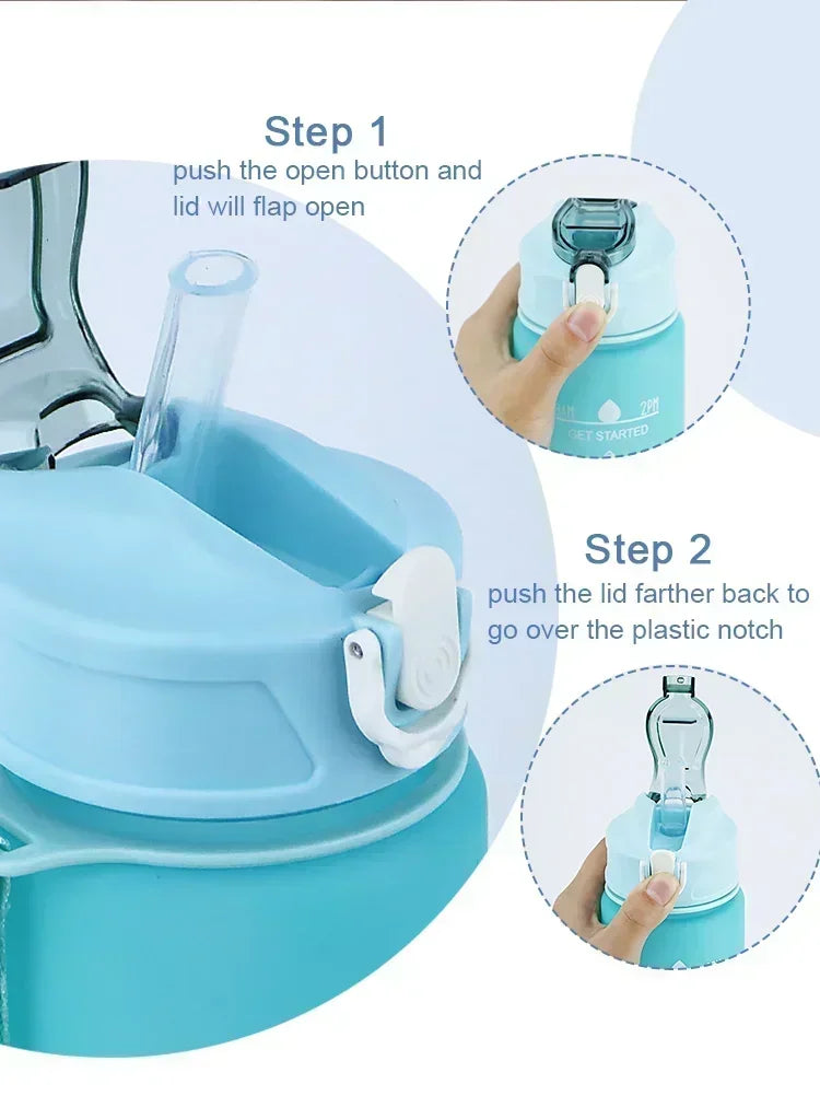 Sports Water Bottle High Temperature Resistant Graduated Straw Cup Rainbow Frosted Progressive Color Water Cup Plastic Cup