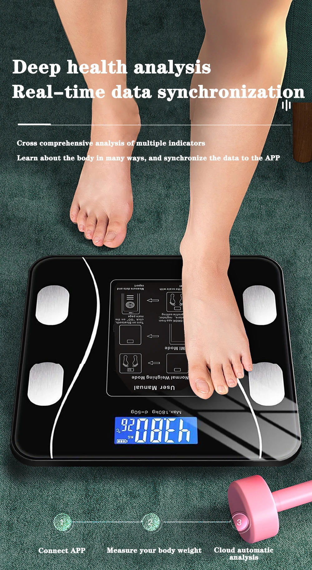 Digital Body Weight Scale Smart Wireless Fat Scale Bathroom Weight Scales for Body Composition Analyzer with Smartphone App