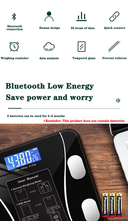 Digital Body Weight Scale Smart Wireless Fat Scale Bathroom Weight Scales for Body Composition Analyzer with Smartphone App