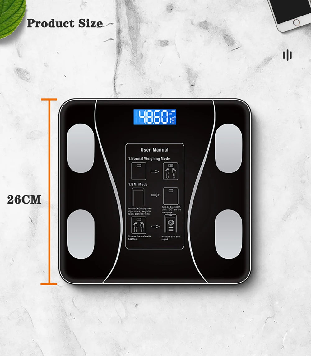 Digital Body Weight Scale Smart Wireless Fat Scale Bathroom Weight Scales for Body Composition Analyzer with Smartphone App