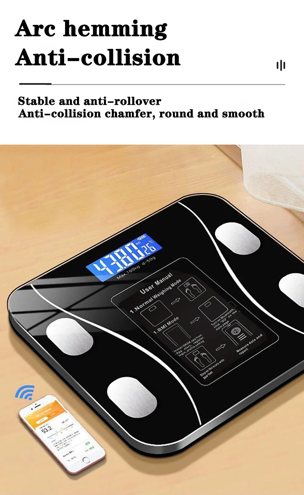 Digital Body Weight Scale Smart Wireless Fat Scale Bathroom Weight Scales for Body Composition Analyzer with Smartphone App