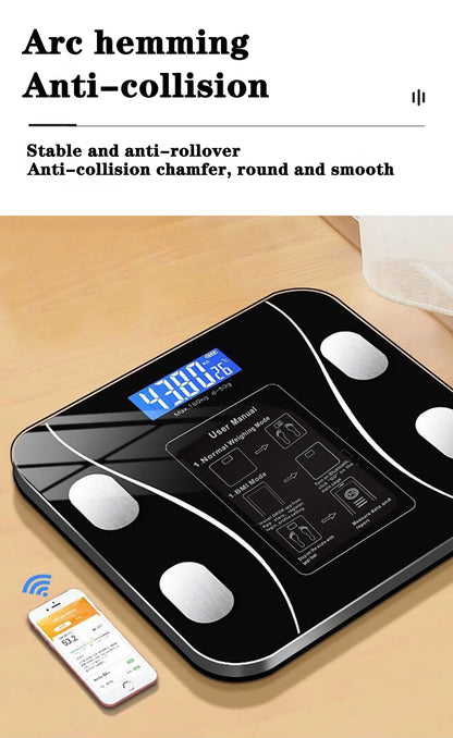 Digital Body Weight Scale Smart Wireless Fat Scale Bathroom Weight Scales for Body Composition Analyzer with Smartphone App