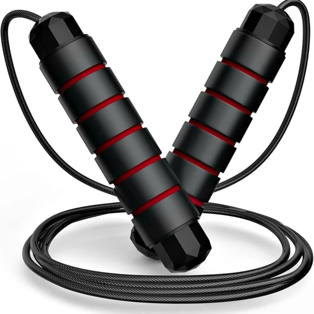 Jump Rope, Tangle-Free Rapid Speed Jumping Rope Cable with Ball Bearings for Women, Men, and Kids, Adjustable Steel Jump Rope