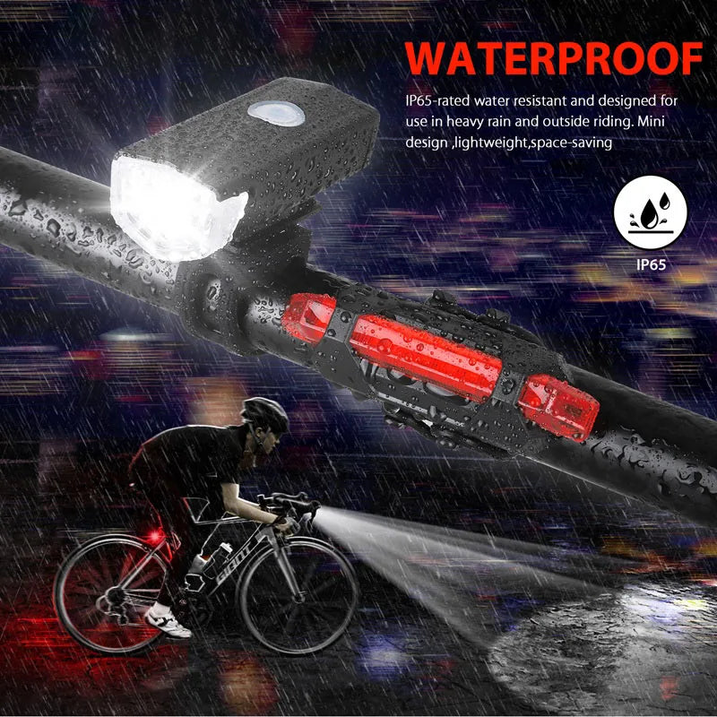 Bike Light Set Bicycle Headlight Taillight USB Rechargeable MTB Bike Front Rear Lamp Set Cycling Flashlight Bicycle Accessories