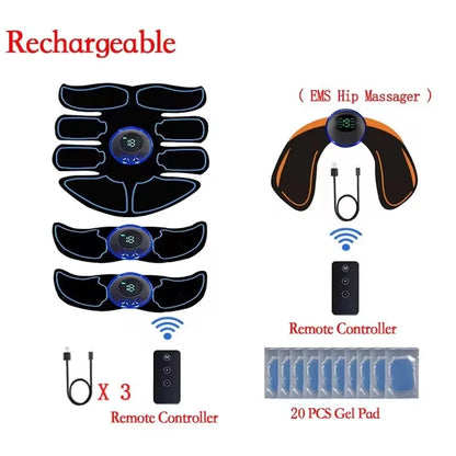 EMS Abdominal Muscle Stimulator Fitness ABS Arm Training Patches Muscle Exercise Instrument USB Charging Home Men