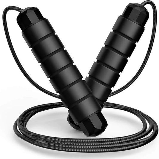 Jump Rope, Tangle-Free Rapid Speed Jumping Rope Cable with Ball Bearings for Women, Men, and Kids, Adjustable Steel Jump Rope