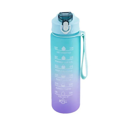 Sports Water Bottle High Temperature Resistant Graduated Straw Cup Rainbow Frosted Progressive Color Water Cup Plastic Cup
