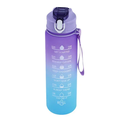 Sports Water Bottle High Temperature Resistant Graduated Straw Cup Rainbow Frosted Progressive Color Water Cup Plastic Cup