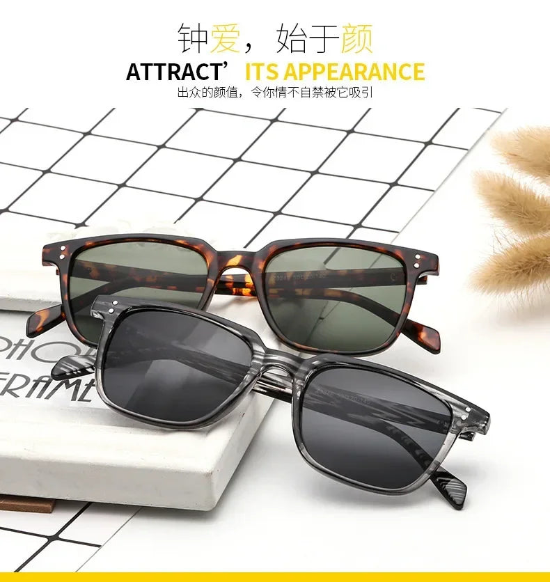 선글라스 Leopard Dark Green Square Sunglasses Man Shades Male Sun Glasses Очки Brand Designer Travel Vintage Oculos De Sol