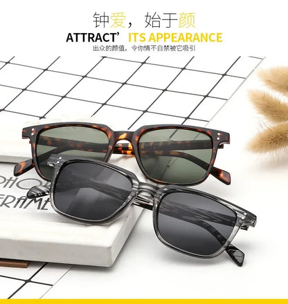 선글라스 Leopard Dark Green Square Sunglasses Man Shades Male Sun Glasses Очки Brand Designer Travel Vintage Oculos De Sol