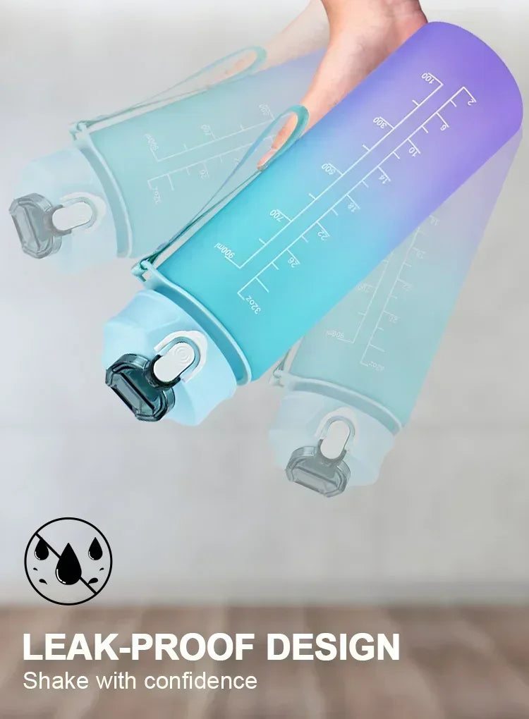 Sports Water Bottle High Temperature Resistant Graduated Straw Cup Rainbow Frosted Progressive Color Water Cup Plastic Cup