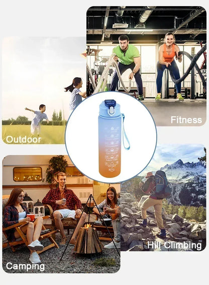 Sports Water Bottle High Temperature Resistant Graduated Straw Cup Rainbow Frosted Progressive Color Water Cup Plastic Cup