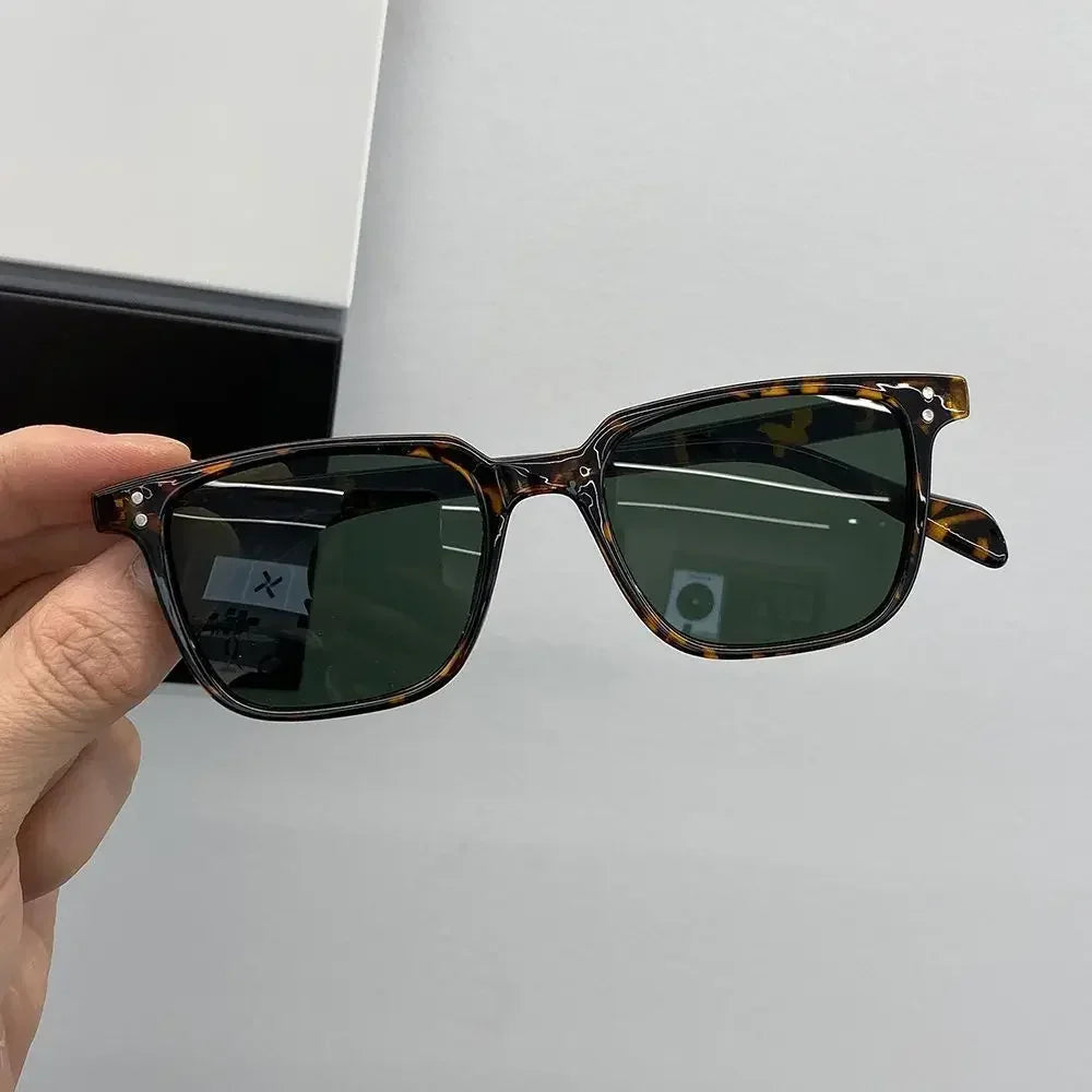 선글라스 Leopard Dark Green Square Sunglasses Man Shades Male Sun Glasses Очки Brand Designer Travel Vintage Oculos De Sol