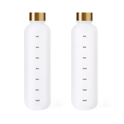 1000ML Bottle With Time Marker Motivational Reusable Fitness Sports Outdoors Travel Cycling Leakproof BPA Free Frosted Bottle