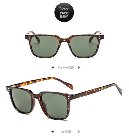 선글라스 Leopard Dark Green Square Sunglasses Man Shades Male Sun Glasses Очки Brand Designer Travel Vintage Oculos De Sol