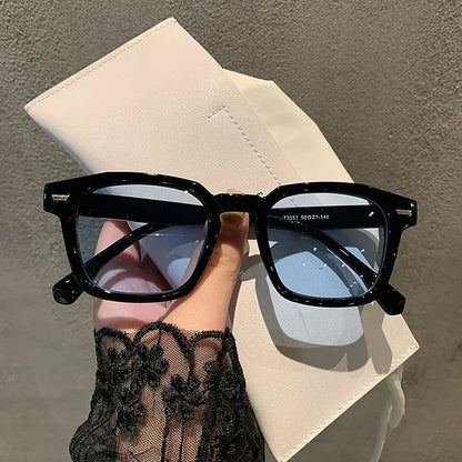 Vintage Square Frame Sunglasses Unisex Retro Black Transparent Frame Blue Red Lens Outdoor Sports Sunglasses Women Men Eyewear
