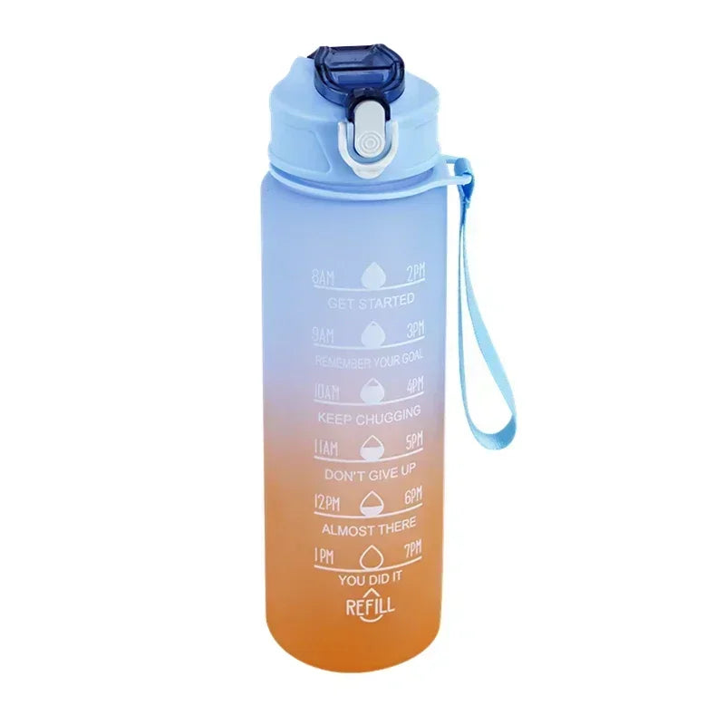 Sports Water Bottle High Temperature Resistant Graduated Straw Cup Rainbow Frosted Progressive Color Water Cup Plastic Cup