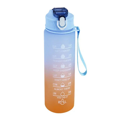 Sports Water Bottle High Temperature Resistant Graduated Straw Cup Rainbow Frosted Progressive Color Water Cup Plastic Cup