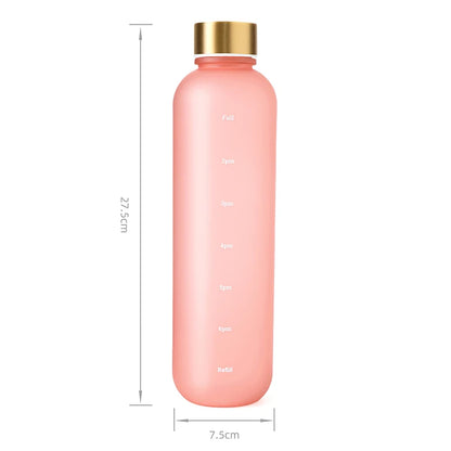1000ML Bottle With Time Marker Motivational Reusable Fitness Sports Outdoors Travel Cycling Leakproof BPA Free Frosted Bottle