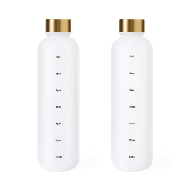 1000ML Bottle With Time Marker Motivational Reusable Fitness Sports Outdoors Travel Cycling Leakproof BPA Free Frosted Bottle