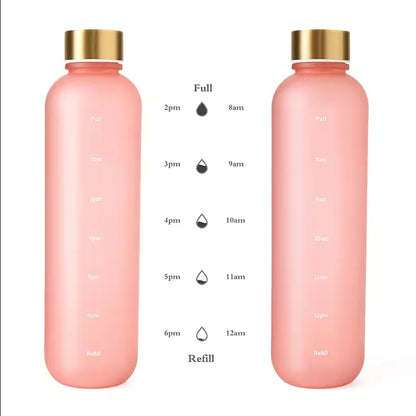 1000ML Bottle With Time Marker Motivational Reusable Fitness Sports Outdoors Travel Cycling Leakproof BPA Free Frosted Bottle