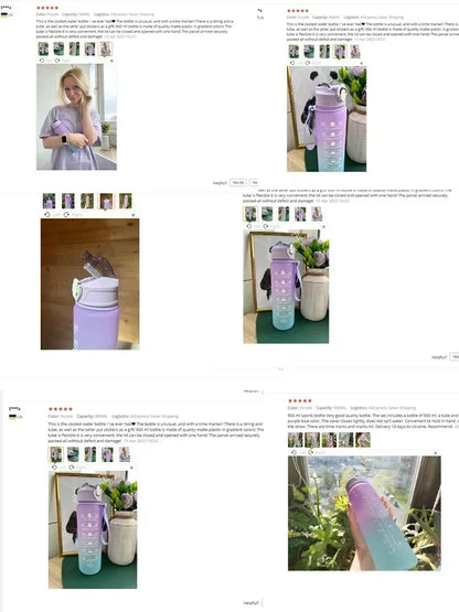 Sports Water Bottle High Temperature Resistant Graduated Straw Cup Rainbow Frosted Progressive Color Water Cup Plastic Cup